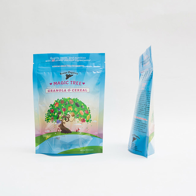 12OZ 100mmの習慣はグラノーラの穀物のために包むプラスチック ジッパーのジップ ロック式の袋を印刷した
