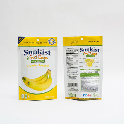 1.4oz乾燥したバナナは食品包装のジッパーが付いている再生利用できる立場の袋を欠く