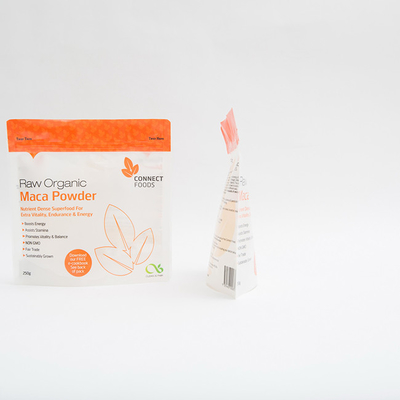 250g Macaの粉の食品包装袋120MICはジッパーが付いている袋を立てる