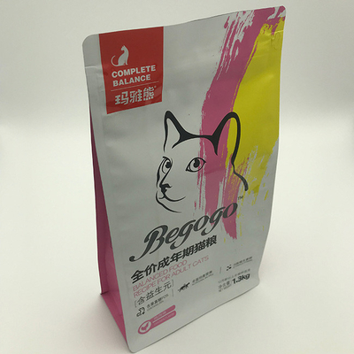 平底の側面のガセットの上のジッパーの猫の餌の立場が付いている1.3kgペット フードの包装袋
